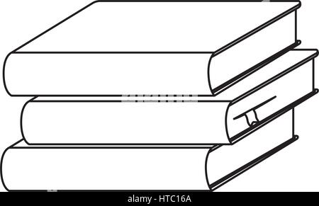 Pile de livres d'école ensemble silhouette icon Illustration de Vecteur