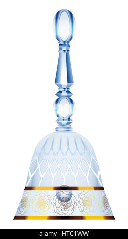 Tableau bell, Bell, dîner 24 bell, Bell sont - Verre en cristal de luxe avec des ornements d'or - illustration isolé sur fond blanc. Banque D'Images