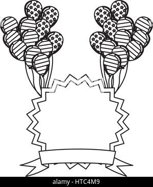 L'emblème figure date de l'indépendance avec des ballons et de l'icône en forme de drapeau Illustration de Vecteur