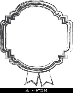 Croquis de monochrome du châssis arrondi avec deux rubans Illustration de Vecteur