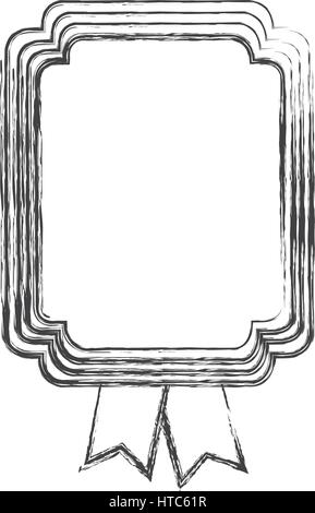Croquis de monochrome cadre rectangulaire avec deux rubans Illustration de Vecteur