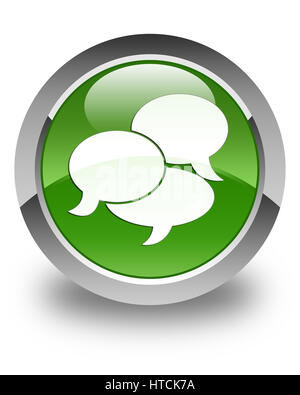 L'icône commentaires isolé sur vert tendre brillant bouton rond abstract illustration Banque D'Images