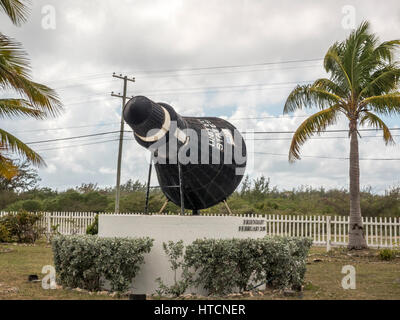 Une réplique de John Glenns Amitié Capsule 7 à l'Aéroport International d'avocats adjoints McCartney Grand Turk, la capsule d'origine offshore au débarquement Banque D'Images