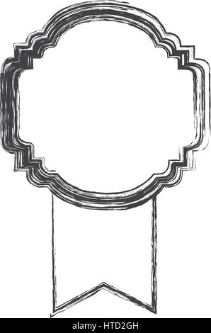 Croquis de monochrome avec ruban large châssis arrondi Illustration de Vecteur