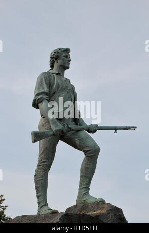 Le Lexington Minuteman statue par Henry Hudson Kitson, Lexington, Massachusetts, United States. Banque D'Images