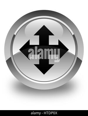 L'icône Déplacer isolé sur blanc brillant bouton rond abstract illustration Banque D'Images