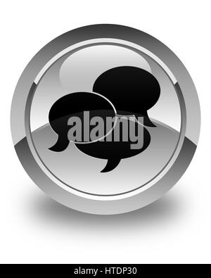 Commentaires isolé sur l'icône bouton rond blanc brillant abstract illustration Banque D'Images