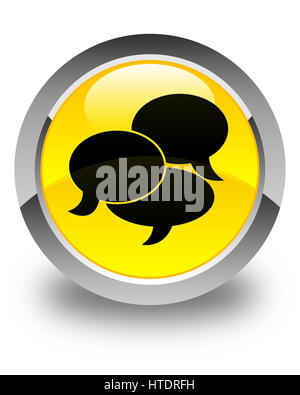 L'icône commentaires isolé sur bouton rond jaune brillant abstract illustration Banque D'Images