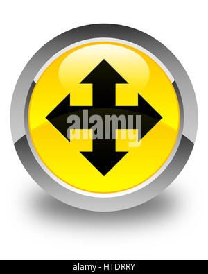 L'icône Déplacer isolé sur bouton rond jaune brillant abstract illustration Banque D'Images