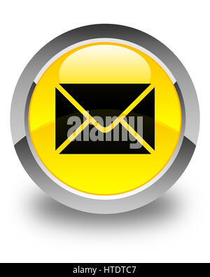 Icône e-mail isolé sur bouton rond jaune brillant abstract illustration Banque D'Images