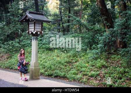 Meiji Jingu, un des plus célèbres et importants temples à Tokyo, Japon. Banque D'Images