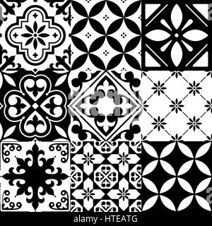 L'Espagnol Tuiles, carreaux marocains design, forme noire transparente Illustration de Vecteur