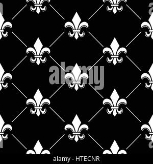 Fond damassé français - Fleur de lis forme noire Illustration de Vecteur