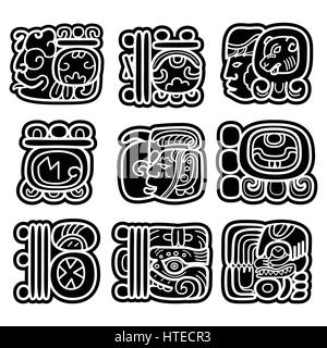 Les glyphes mayas, l'écriture et du système vecteur conception languge Illustration de Vecteur