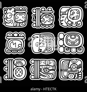 Les glyphes mayas, l'écriture et du système vecteur conception languge Illustration de Vecteur