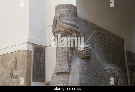 Lamassu du palais de Sargon II. Entrée monumentale. Les Assyriens. 721-705 BC. Le Palais de Khorsabad. (Dur Sharrukin, Iraq) . Musée du Louvre. Paris. Fran Banque D'Images