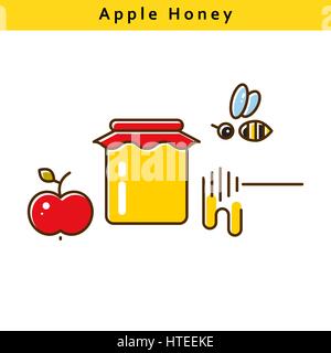 Vecteur de ligne de couleur miel Apple icônes. Illustration de Vecteur