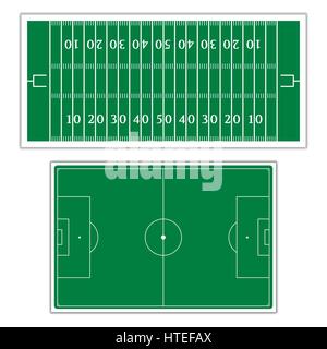 Un ensemble de champs avec les inscriptions pour le jeu de football américain et de soccer, vector illustration. Illustration de Vecteur