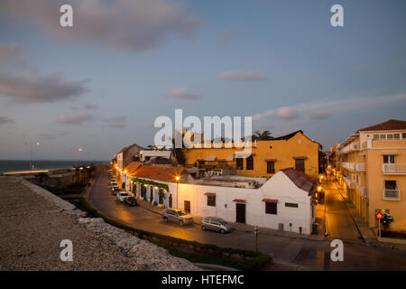 Crépuscule sur la vieille ville de Carthagène, Colombie. Banque D'Images