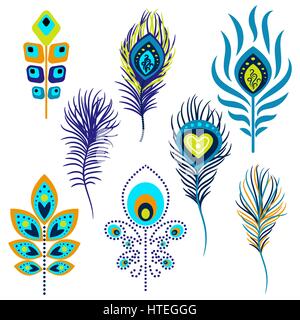 Les plumes de paon clipart illustration vectorielle. Illustration de Vecteur