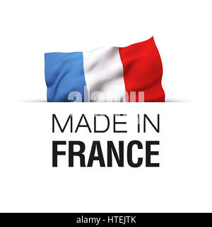 Made in France - étiquette avec une forme pavillon de la France. Banque D'Images