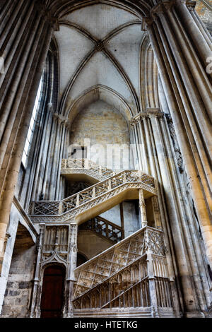 Escalier des libraires, la Cathédrale de Rouen, Haute-Normandie, France Banque D'Images