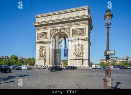 France, Ile-de-France, Paris, Arc de Triomphe de l'étoile sur la Place Charles de Gaulle Banque D'Images
