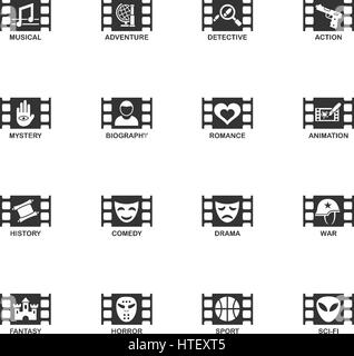 Genre cinéma icônes web pour la conception de l'interface utilisateur Illustration de Vecteur
