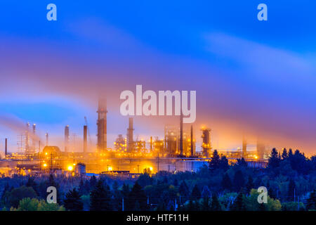 Usine pétrochimique à Edmonton en Alberta, Canada Banque D'Images
