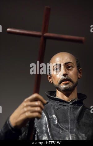 Saint Ignace de Loyola. Statue en bois polychrome par sculpteur baroque espagnol Juan Martinez Demi (1610) sur l'affichage lors de l'exposition à la Kunsthalle Munchen à Munich, Bavière, Allemagne. L'exposition consacrée à l'or espagnol s'exécute jusqu'à 26 mars 2017. Banque D'Images