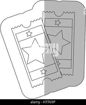 Sticker contour gris de tickets de cinéma Illustration de Vecteur