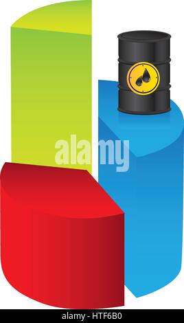 Silhouette colorée avec des graphiques statistiques avec le prix du pétrole stable Illustration de Vecteur