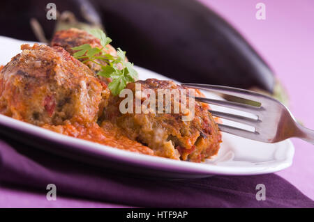 Les boulettes d'aubergines. Banque D'Images