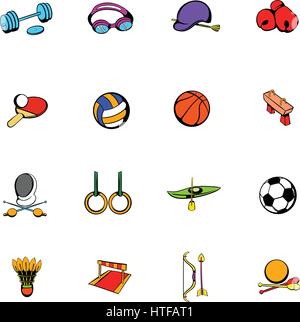 Appareils de sport icons set dans un style cartoon isolé sur fond blanc vector illustration Illustration de Vecteur