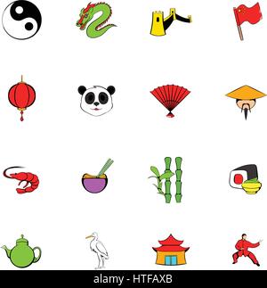 Le Japon set icons set dans un style cartoon isolé sur fond blanc vector illustration Illustration de Vecteur