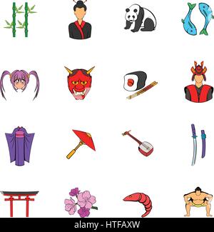 Le Japon icons set dans un style cartoon isolé sur fond blanc vector illustration Illustration de Vecteur