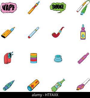 E-cigarette icons set dans un style cartoon isolé sur fond blanc vector illustration Illustration de Vecteur