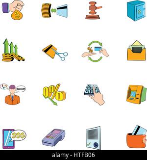 Bank icons set dans un style cartoon isolé sur fond blanc vector illustration Illustration de Vecteur