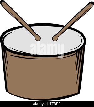 Tambour et baguettes en icône style cartoon vector illustration isolé Illustration de Vecteur