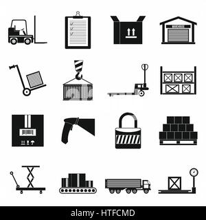 Stockage logistique entrepôt icons set Illustration de Vecteur