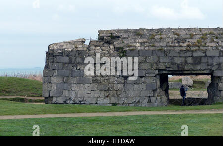 Bunker à la Pointe du Hoc, Normandie Banque D'Images