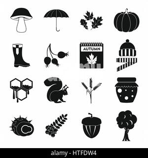 L'automne, le style simple icons set Illustration de Vecteur