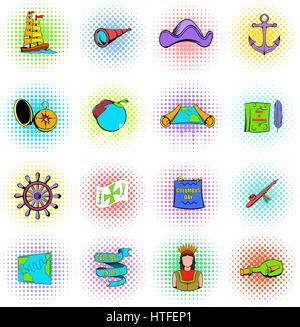 Columbus Day set icons Illustration de Vecteur