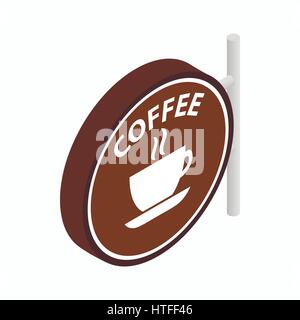 Pancarte de café, l'icône 3D isométrique style Illustration de Vecteur