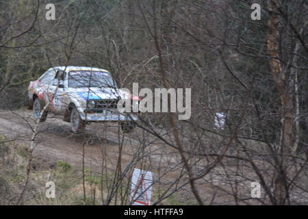 Rallye de voiture sur le rallye Malcolm Wilson Banque D'Images