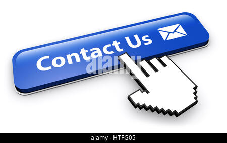 Site web Contactez-nous bouton avec l'icône e-mail 3D illustration. Banque D'Images