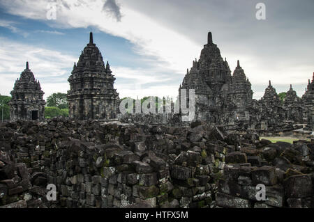 Sewu temple bouddhiste Mahayana situé près de Prambanan dans le centre de Java, Indonésie Banque D'Images