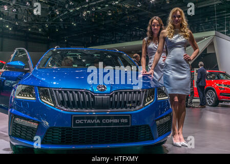 Genève, SUISSE - Le 8 mars 2017 : Skoda Octavia Combi RS présenté à l'International de l'Automobile de Genève Banque D'Images