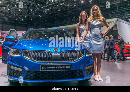 Genève, SUISSE - Le 8 mars 2017 : Skoda Octavia Combi RS présenté à l'International de l'Automobile de Genève Banque D'Images