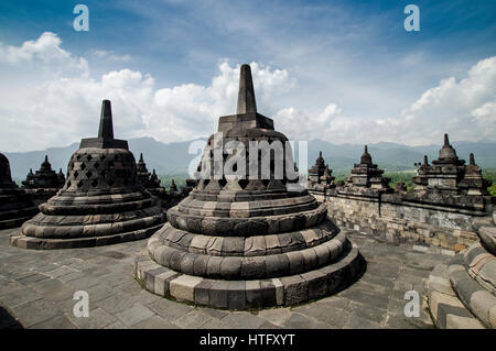 Borobudur Temple bouddhiste à Magelang, Java central Banque D'Images